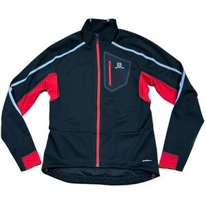 Salomon Men’s Sz M Advanced Skin Shield Soft Shell Black Red Jacket Athletic